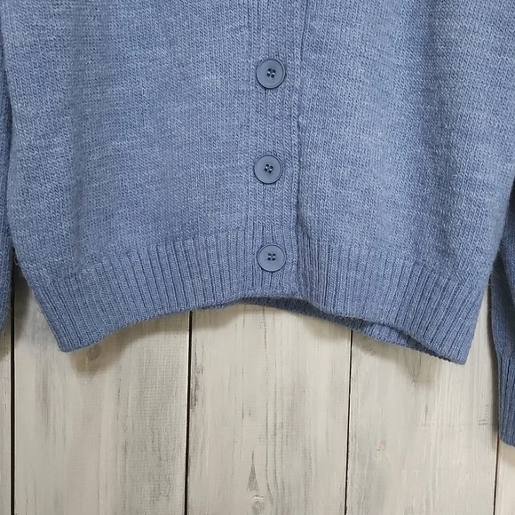 ASOS Design V-Neck Cardigan Puff Sleeve Blue UK 16 | US 12 NEW NWT - Picture 11 of 15